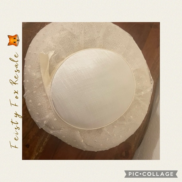 True Vintage Ivory Fascinator Hat 1950s–1960s Sinamay Millinery Base - Picture 6 of 9